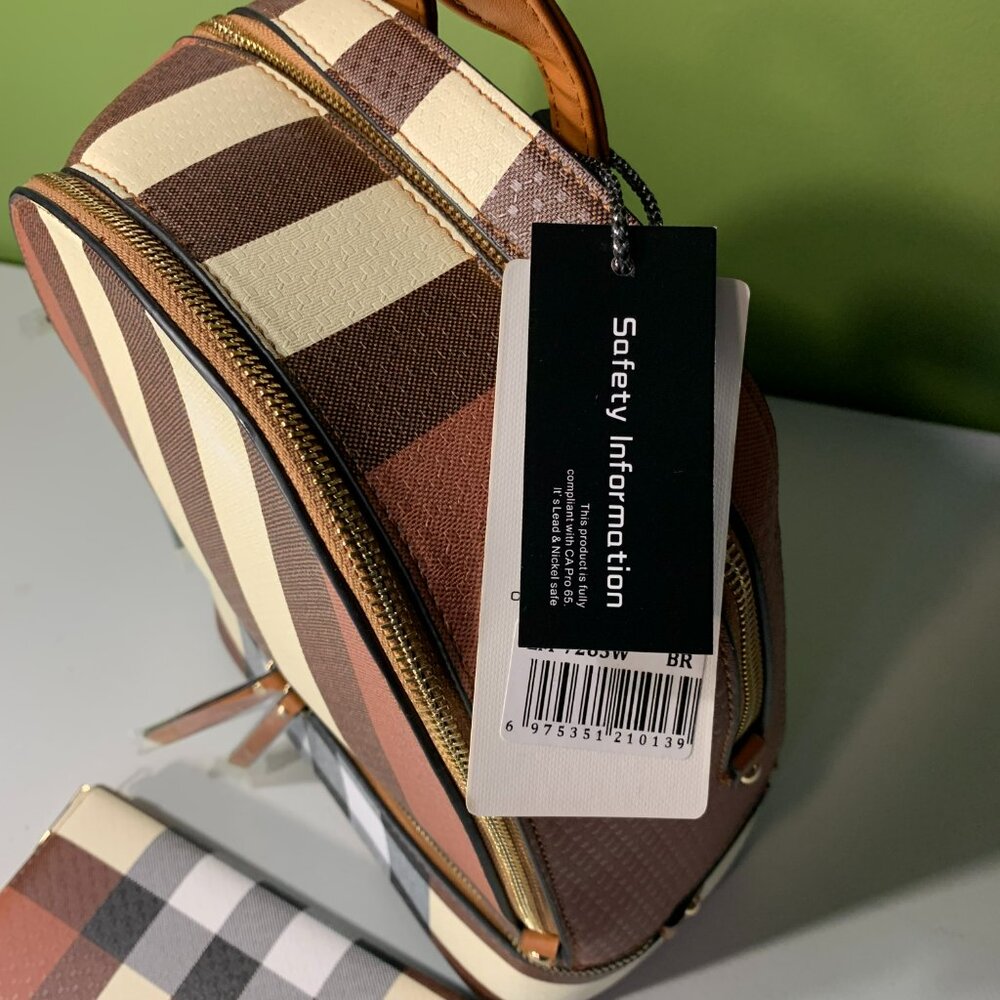 Classic Fashion Plaid Backpack & Wallet NWT - Picture 3 of 6